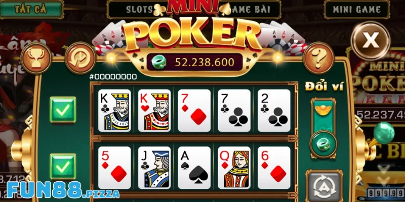 Cách chơi đơn giản của tựa game Mini Poker Fun88